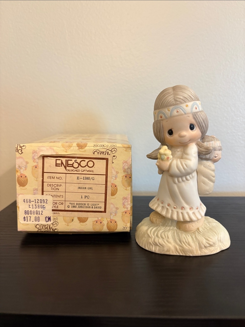 Precious Moments 1977 His Burden is Light Indian girl figurine
